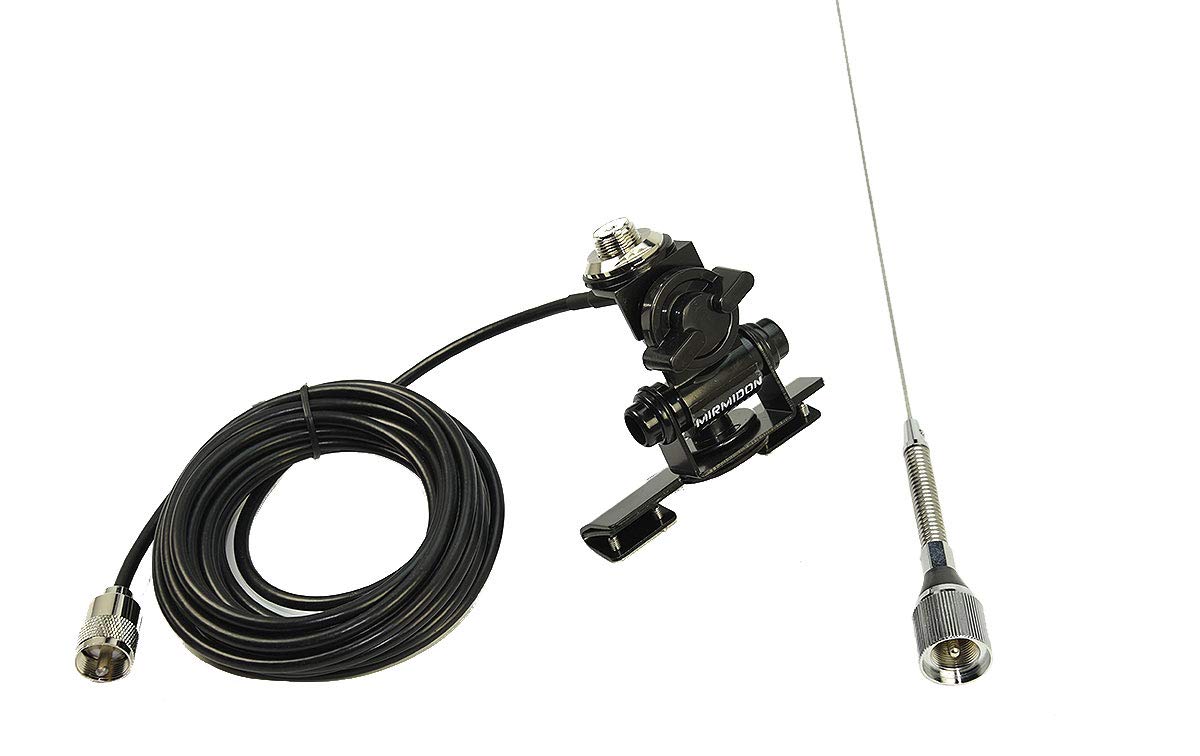 KILO-50V-KIT2 Antena movil con muelle y conector PL MACHO VHF 136-174 Mhz + soporte vehículo SP100 + cable antena BA55M