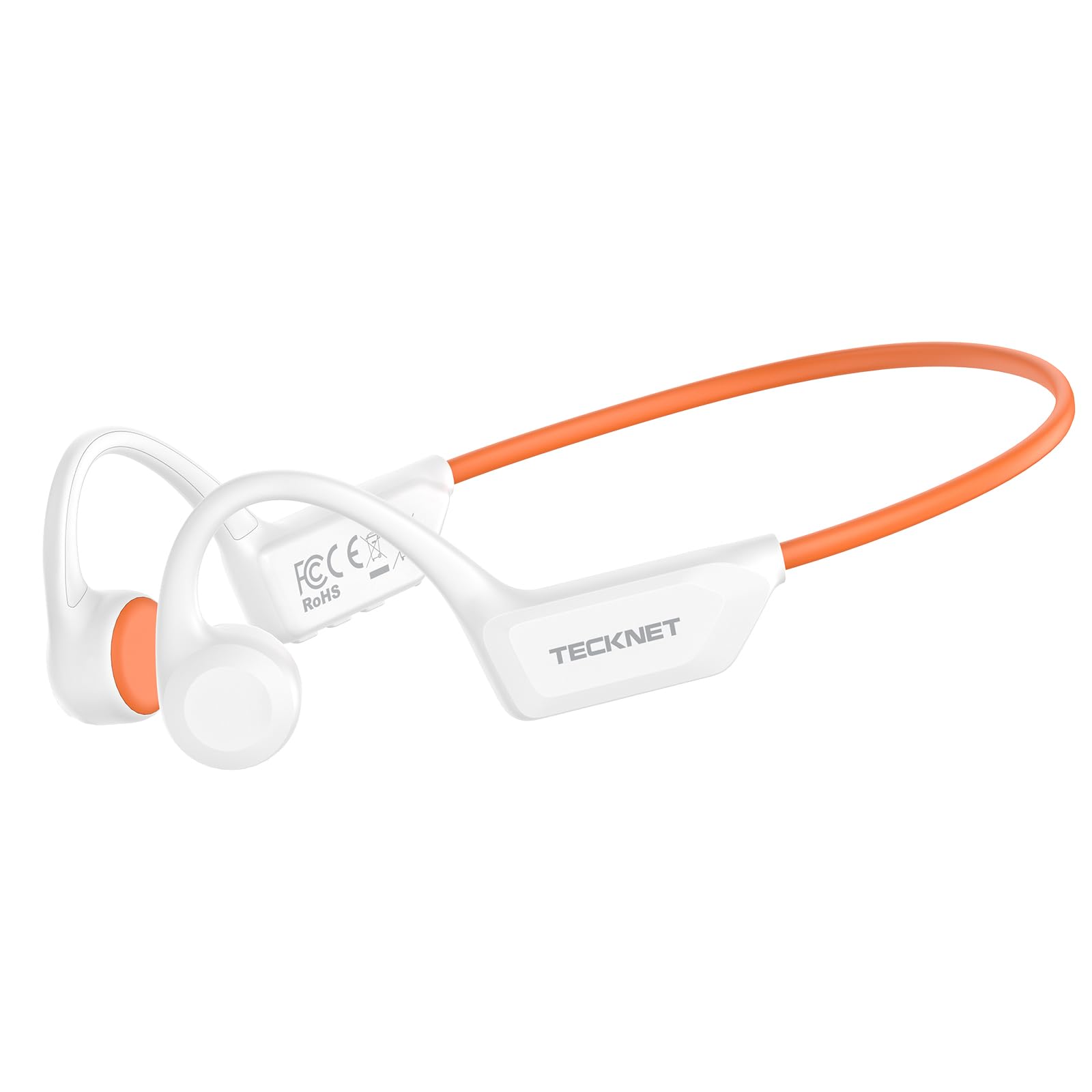 TECKNET Knochenschall Kopfhörer Bluetooth, Bone Conduction Headphones mit Mikrofon, Open Ear Sport Kopfhörer für Fahrrad Laufen, IPX5 Wasserdicht, 10H Akku, Knochenleitungskopfhörer, Weiß