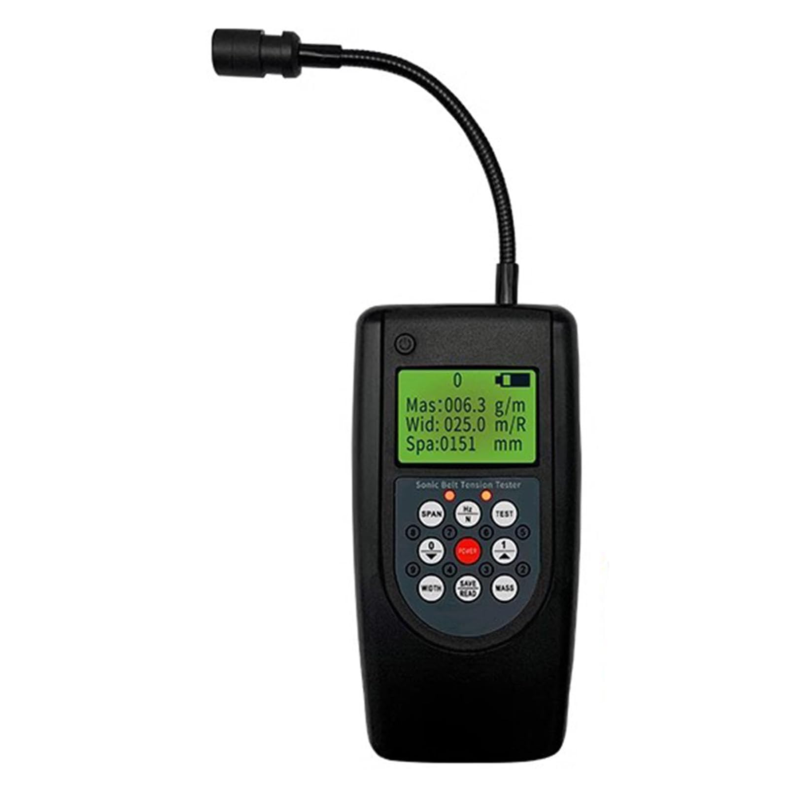 Testeur de Tension de Ceinture Sonique, Plage De Fréquence 10 Hz-680 Hz, avec Sonde De Direction Réglable, Stocker 20 Paramètres de Ceinture, Capteur Optique pour la Mesure