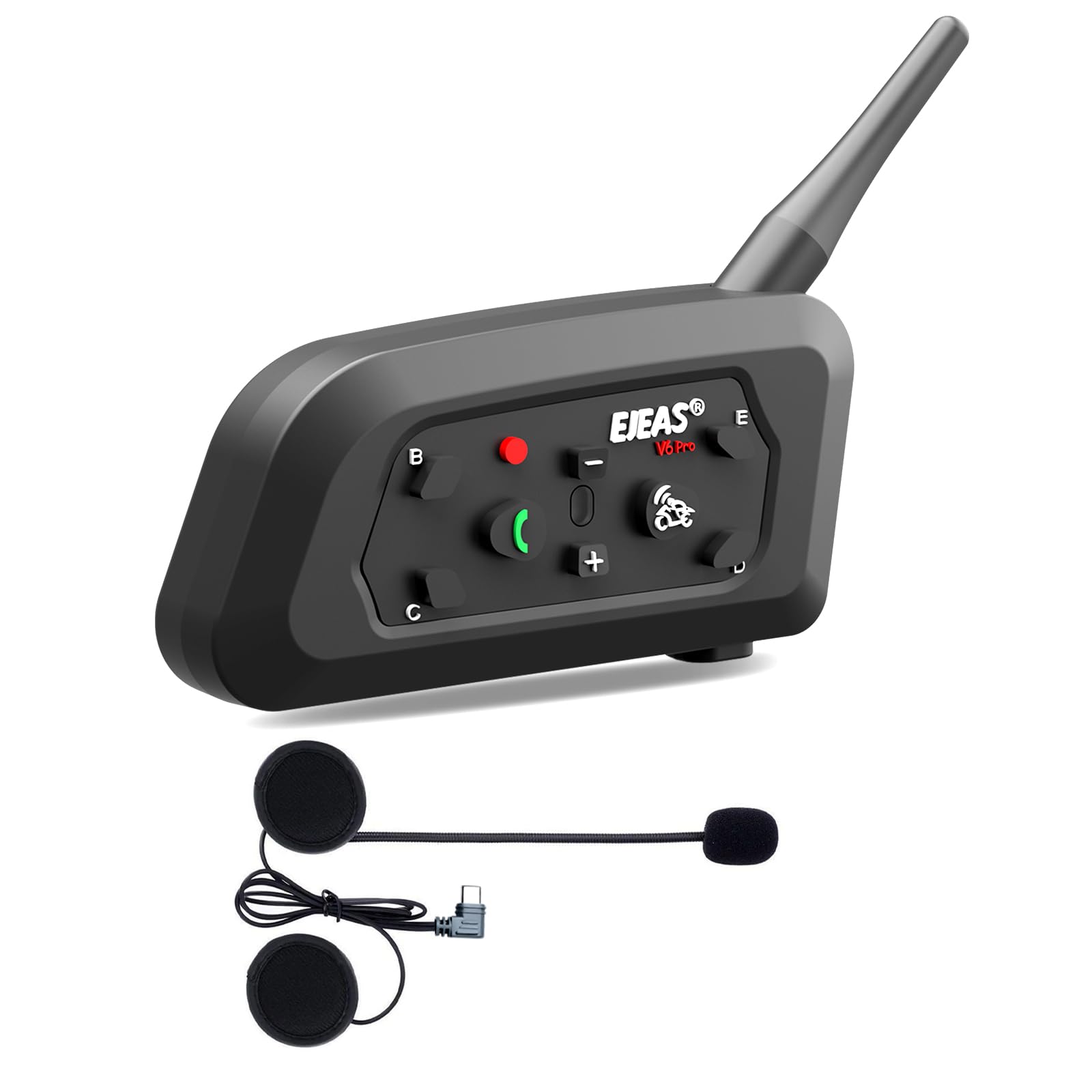 EJEAS V6 Motorcycle Bluetooth Headset, 2 Riders Motorcycle Intercom Helmet Communication System with Noise Reduction and Bluetooth 5.1 for Motorcycling Skiing and Climbing (1 Pack)