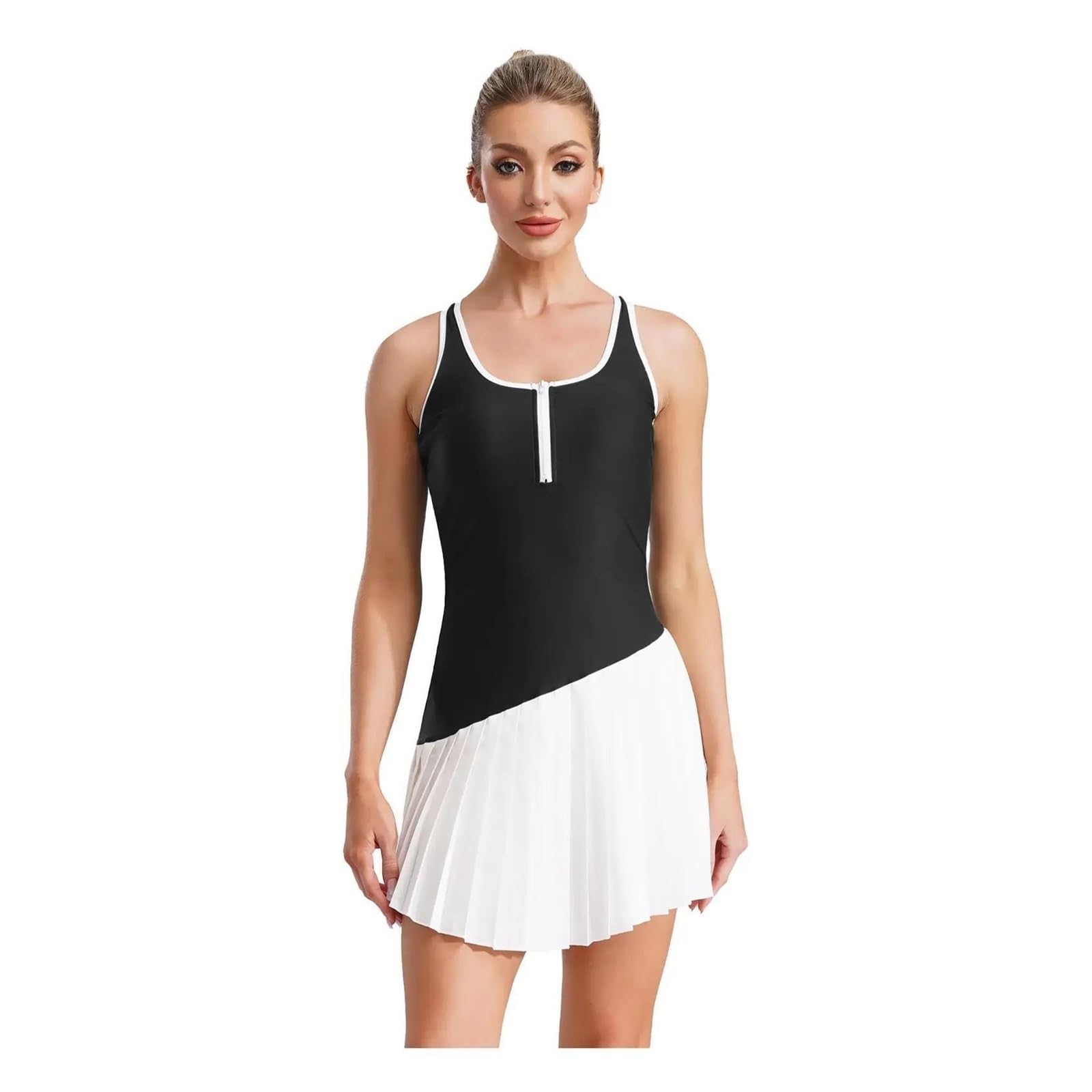 Vestido Deportivo Vestidos Deportivos de Tenis y Golf for Mujer, sin Mangas, Plisados, Ropa Deportiva for Adultos Vestido Padel Mujer(Green,L)