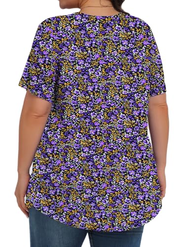 Image of Tencede Womens Plus Size Tops Tunic Short Sleeve Crew Neck Shirts Casual Soft Blouse 1X-5X