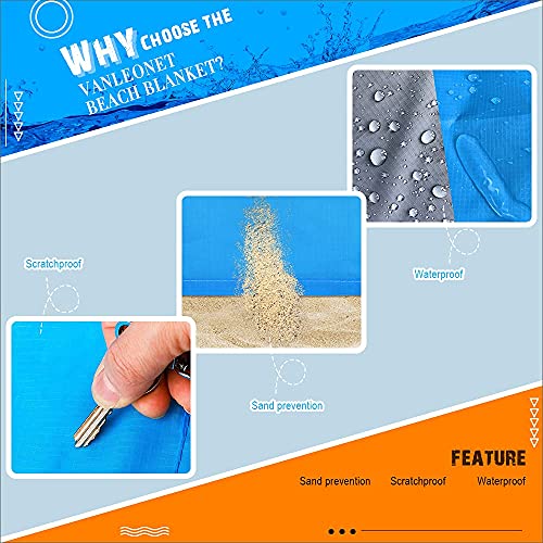 Vanleonet Beach Blanket Sandproof,Extra Large Size 83\"x78\"Sand Free Outdoor Picnic Blankets Waterproof Lightweight sandproof Mat for 4-7 Adults Travel Party Sports Camping Hiking - Thumbnail 5