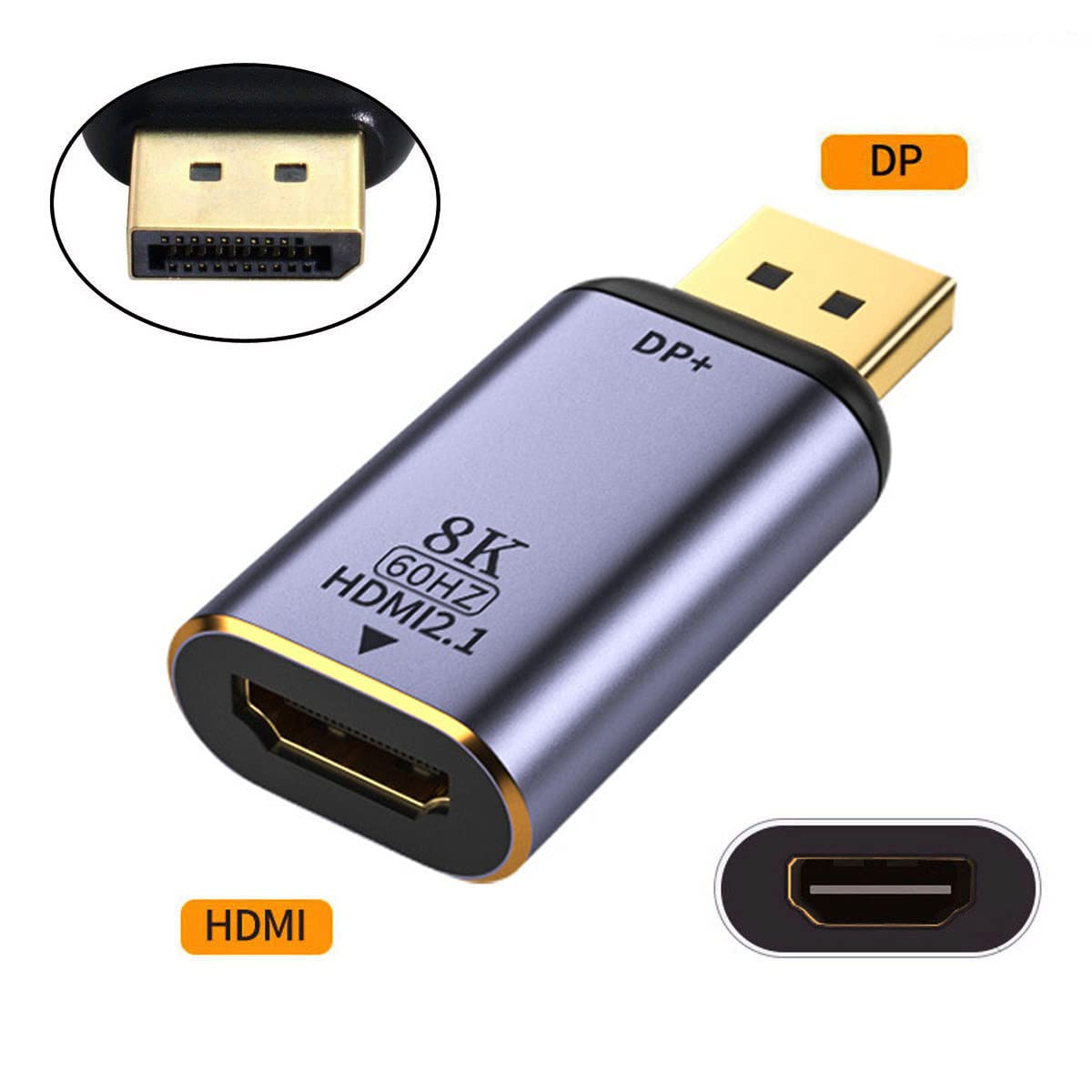 Adaptateur DisplayPort 1.4 vers HDMI 2.0 8K 60 Hz UHD 4K DP vers HDMI mâle