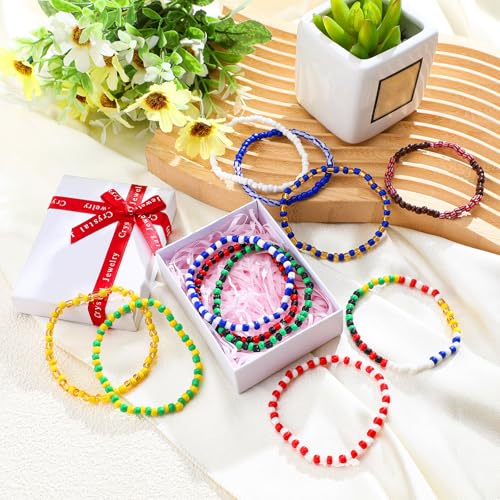 11 Pcs Ilde Pulseras Santeria Handmade Unisex Stretch Bracelet Tobillera Iyawo Babablawo Orula Shango Obatala Eleggua Ogun Ochosi Oshun Yemaya Oya San Seven African Powers 5