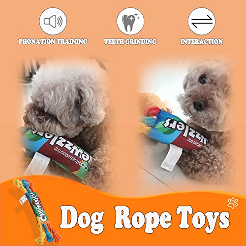 Duuclume Tough Dog Chew Toy Squeaky Rainbow Candy-Shaped Interactive Rope Toy For Aggressive Chewers For All Types Of Pet #TOP3