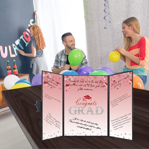 Image of Crenics Black and Red Graduation Decorations Class of 2026, Creative Graduation Guest Sign in Book Alternative, Congrats Grad Signature Book 18 inch x 12 inch, Awesome Graduation Gift or Keepsake