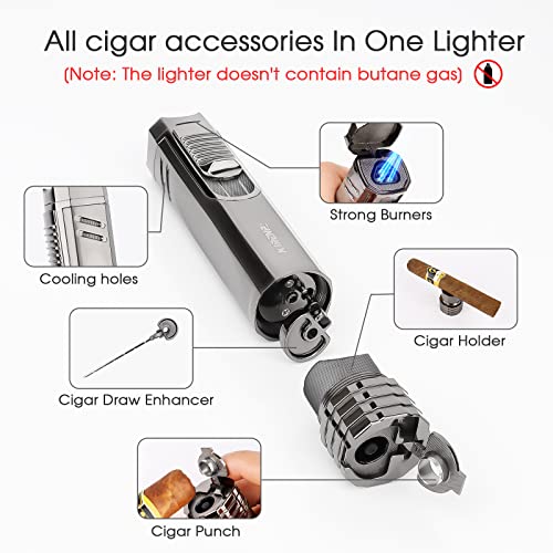 Encendedor triple antorcha con accesorios para cigarro miniatura 2