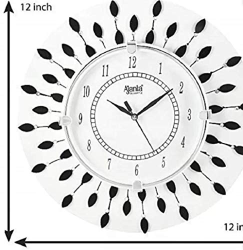 Image of Ajanta Glass Handpainted Analog Wall Clock (White, 30.48 cm X 30.48 cm)