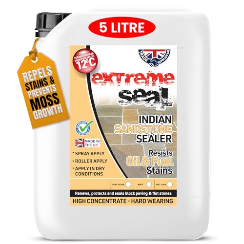 Trade Supplies UK - Extreme Seal Indian Sandstone Sealer - Wet Look - Polyurethane-Based Hard-Wearing & Durable Deep Penetrating Weatherproof Protects Against Dirt Oil & Stains - 5L