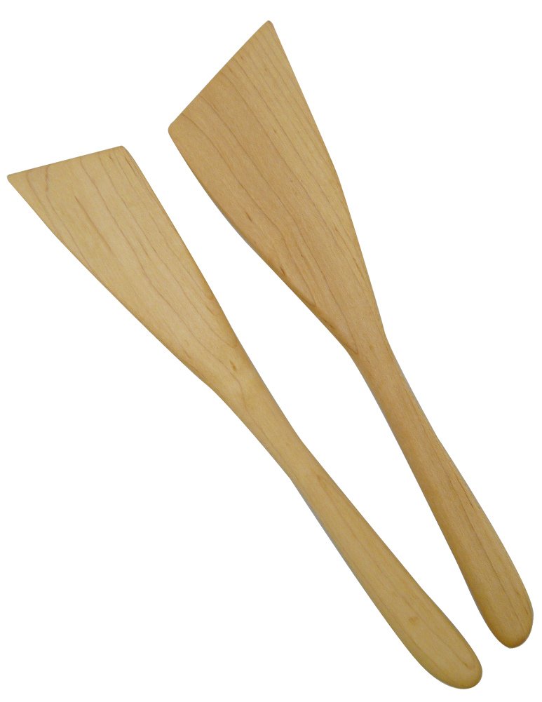 American Made Natural Hard Maple Wood Angled Spatulas, Set of 2 - Image 3