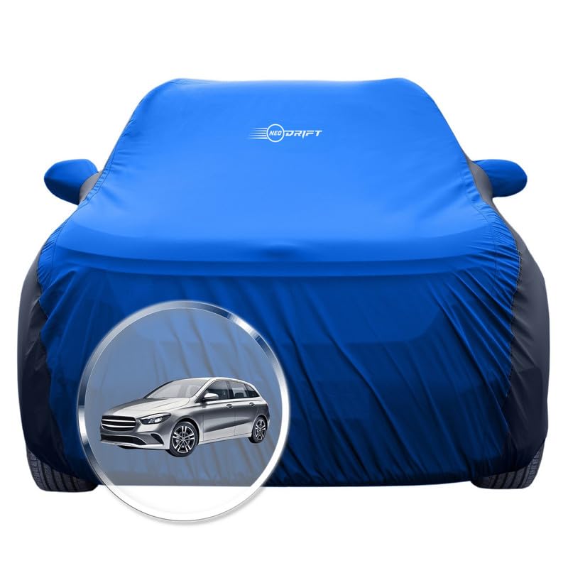 Image of NEODRIFT 'SuperTech' Car Cover for Mercedes B Class (100% Water-Resistant, All Weather Protection, Tailored Fit, Multi-Layered & Breathable Fabric) (Colour: Sky Blue+Black)