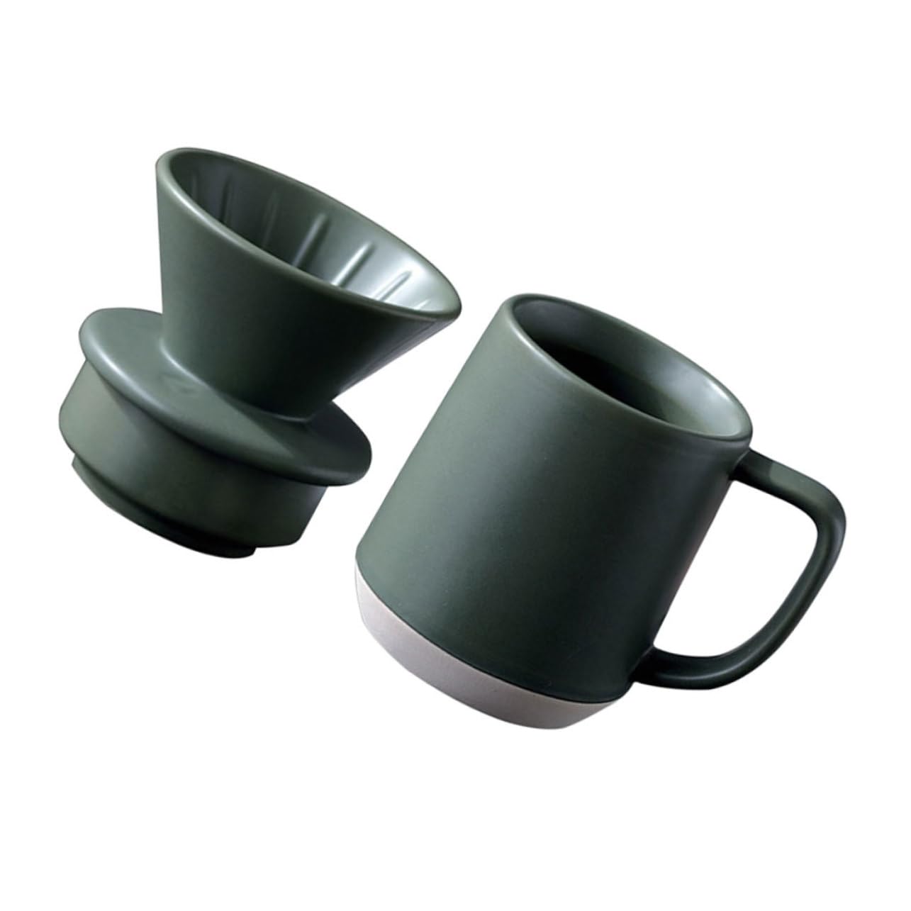 Taza de Café de Cerámica Filtro Manual para Preparar Café | Verde Detalles Delicados , Formato Ligero y Portátil y Filtrado Fino Uso Práctico , Diseño Simple