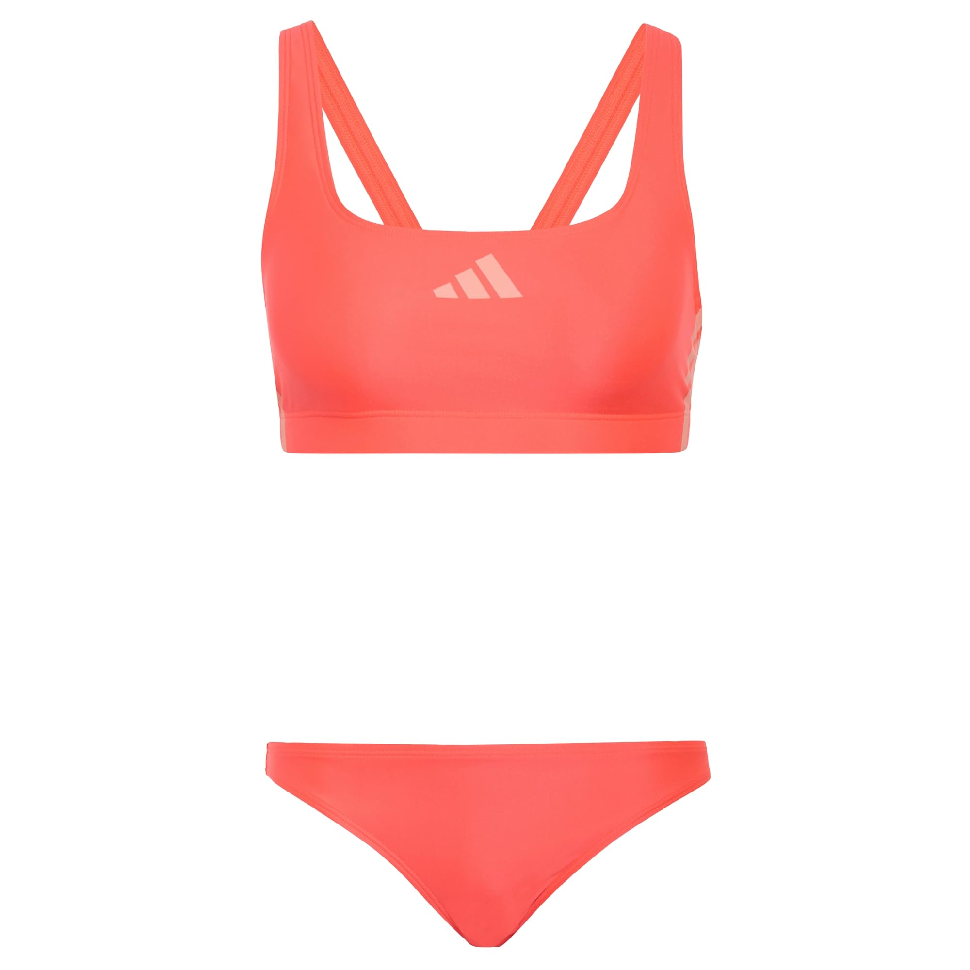 adidas Women's 3 Stripes V-Back Bikini Swimwear, Solar Turbo/Frozen Turbo, 34
