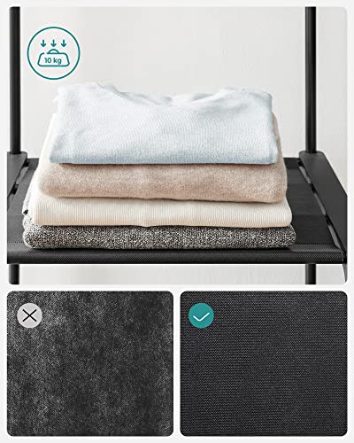 SONGMICS Kleiderschrank offen, Kleiderständer, Kleiderstange, Garderobe, 3 Hängefächer, viel Platz, für Schlafzimmer, Wohnzimmer, 138 x 43 x 182 cm, tintenschwarz RYG025B02