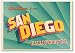 Vintage Touristische Gruß-Illustration aus San Diego, Kalifornien Kühlschrankmagnet