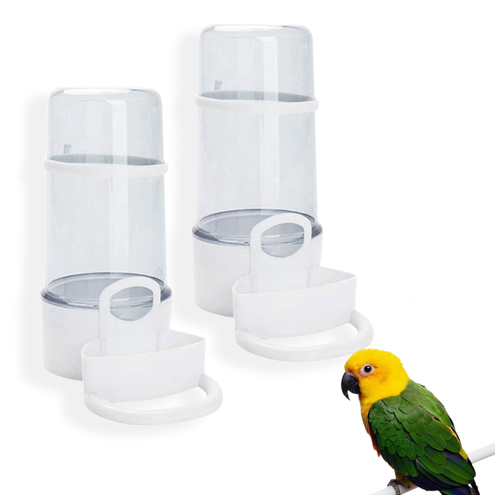 Targonix Automatic Bird Feeder 2 Pack Bird Cage Water Dispenser White Food and Water Feeder for Budgies Parrots Parakeets and Small Birds