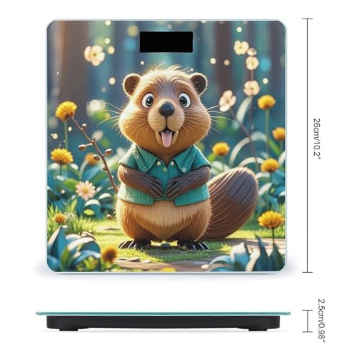 Báscula de baño digital Cartoon Animated Beaver vidrio templado miniatura 2
