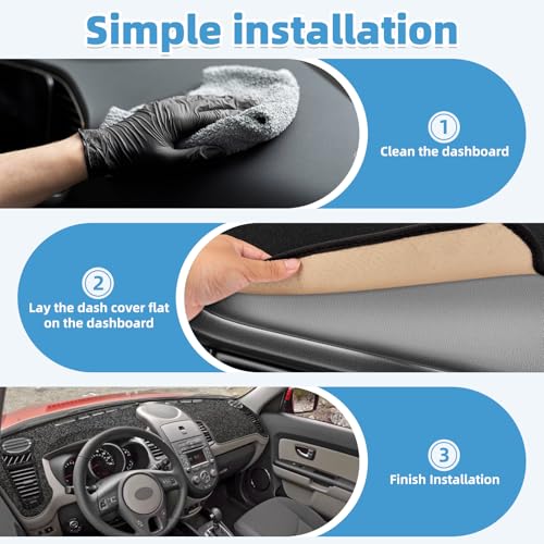 Image of Dash Cover Mat Compatible with Kia Soul 2010-2013 Non-Slip Dashboard Cover Mat Sunshade UV Rays Protector Interior Accessories