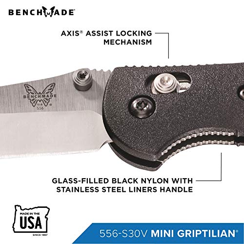 Benchmade - Mini Griptilian 556-S30V Outdoor Knife With Black Handle (556-S30V) #TOP1
