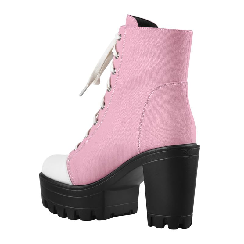 LISHAN Women's Platform Canvas High Heels4