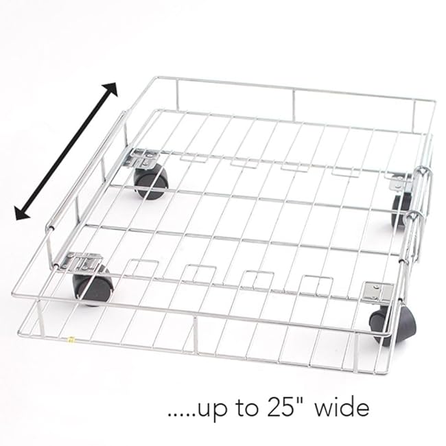 MSR Imports Expandable Rolling Metal Storage Basket-Home and Kitchen Storage Solution,Silver