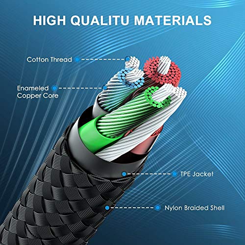 TesRank 3.5mm Audio Cable 4-Pole Nylon Aux Lead Braid Cord Support Microphone for Headphones/TV/Laptop/Smartphones/Tablets/Home Stereo/Car and More - Image 4