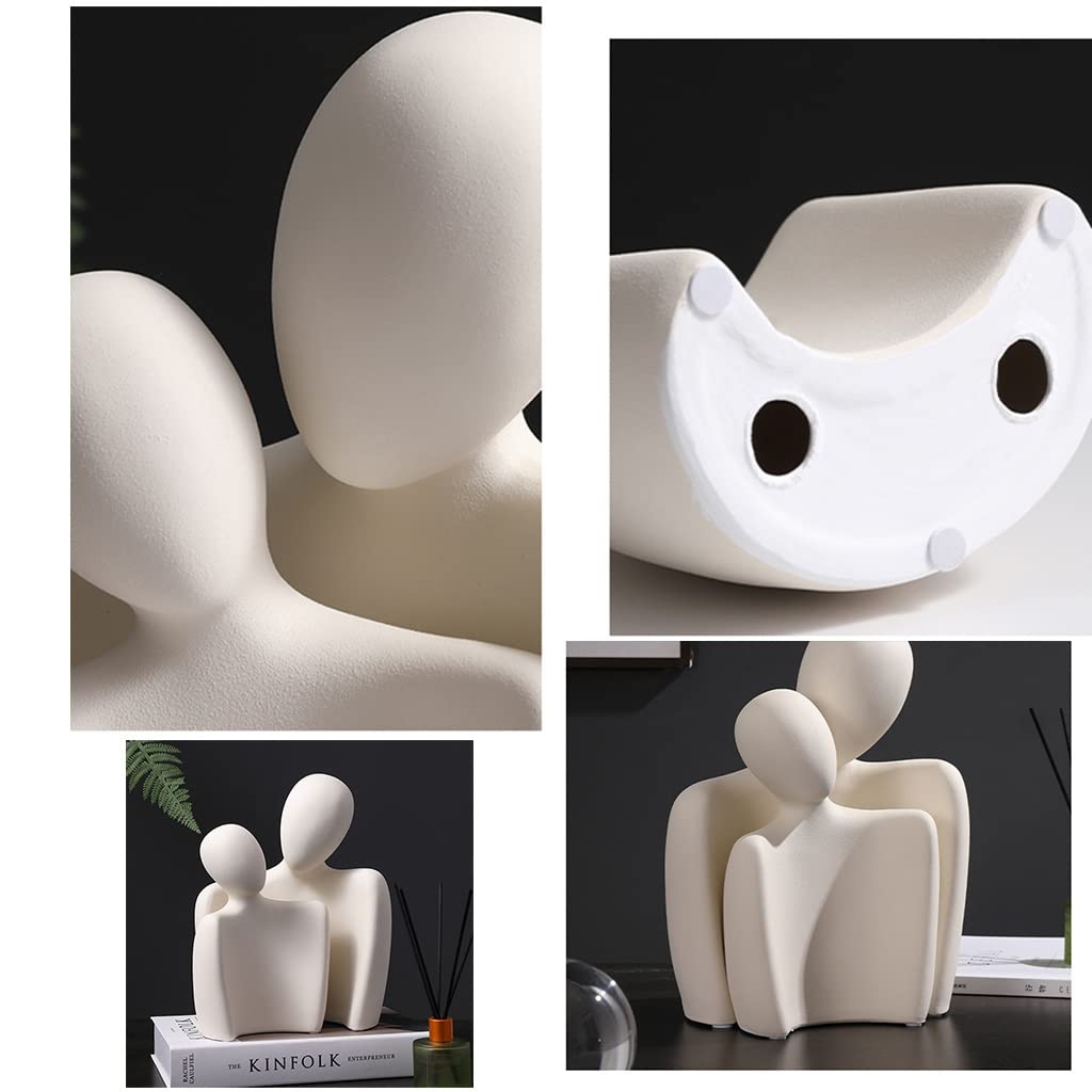 Statua astratta di coppia, scultura di coppia che si abbraccia in ceramica, ornamenti creativi per statue d'amore adatti per la decorazione dell'ufficio della camera da letto del soggiorno del deskto