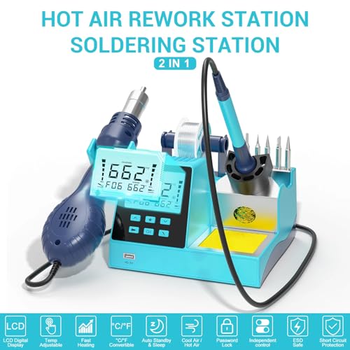 Estación de soldadura - Pistola de aire caliente para reparación de teléfonos móviles, herramientas profesionales con función de apagado automático