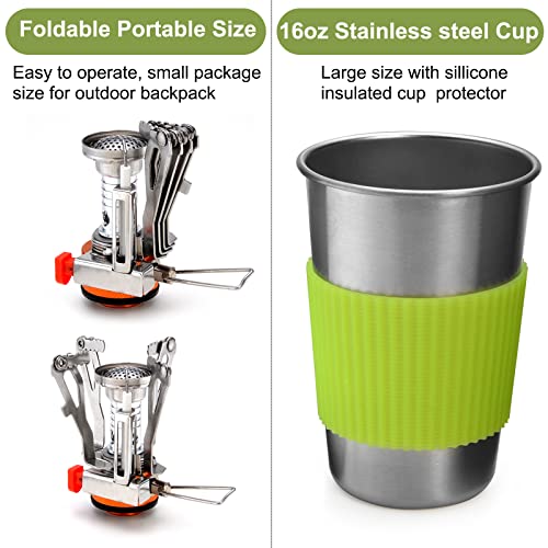 Odoland Camping Geschirr Set 9-teiliges Outdoor Kochgeschirr Aluminium Camping Töpfe Becher Faltbare Besteck Mini… - Image 5