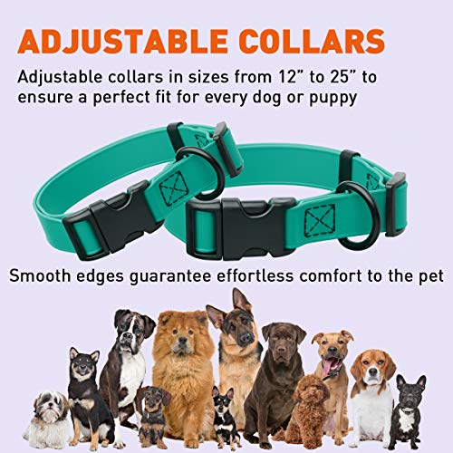 Dogline Biothane Waterproof Dog Collar With Quick Release Buckle Strong Coated Nylon Webbing With Odor- Proof For Easy Care Easy To Clean Fits Small Medium Or Large Dogs - Teal 1" Width 15-23" L #TOP5