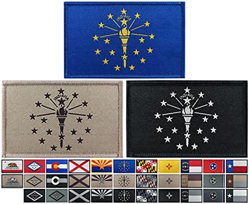JBCD 3 Pack Indiana Flag Patch States Flags Tactical Patch Pride Flag Patch for Clothes Hat Patch Team Military Patches