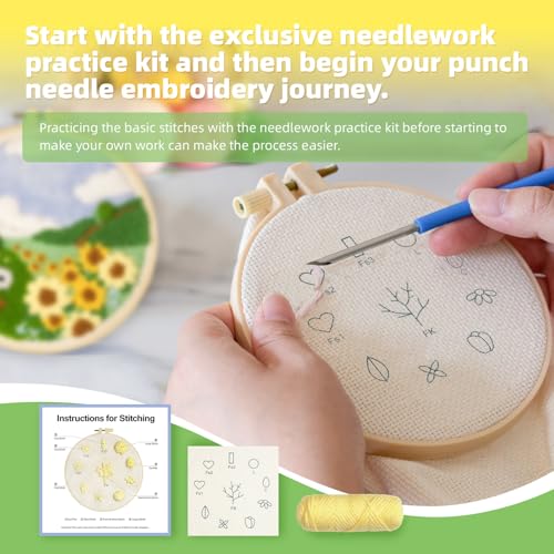 Image of Gipony Embroidery kit for Beginners,Punch Needle Kits Adults Beginner,Punch Needle kit for Beginners, Includes All Tools and Materials,Easy to Follow Instructions and Videos(Scenery)