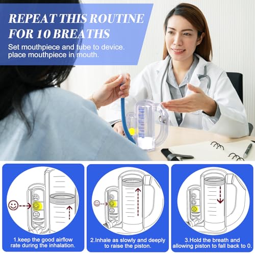 Incentive Spirometer Adult,Breathing Exercise Device for Lungs,Deep Breathing Trainer for Children and Adult,5000ml Volume Measurement with Flow Rate Indicator. - Image 3