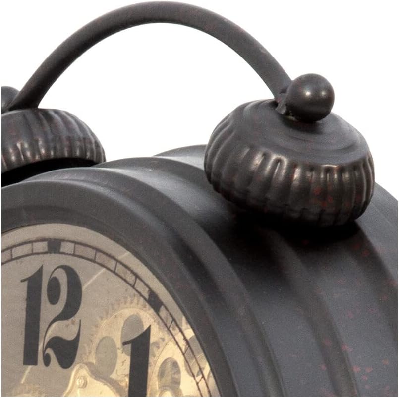 Yosemite Home Decor Modern Metal Gear Table Top Clock in Black and Brass
