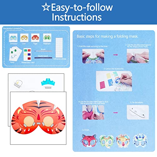 Kawaqiwa Diy Mask Craft Kits For Kids Diy Eye Glasses Color Animal Mask Rainbow Paper Make Your Own Eyewears For Halloween And Animal Birthday Party Home Activity Coloring Game #TOP6