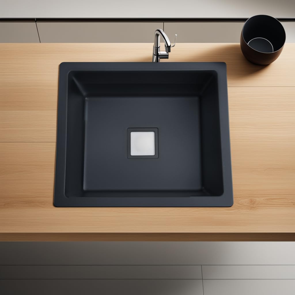 REMOTION Granite Sink with Drain Board - Matte Black -3 REMOTION Granite Sink with Drain Board - Matte Black -3