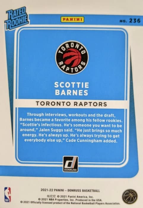 Amazon.com: 2021-22 Panini Donruss Scottie Barnes Toronto Raptors