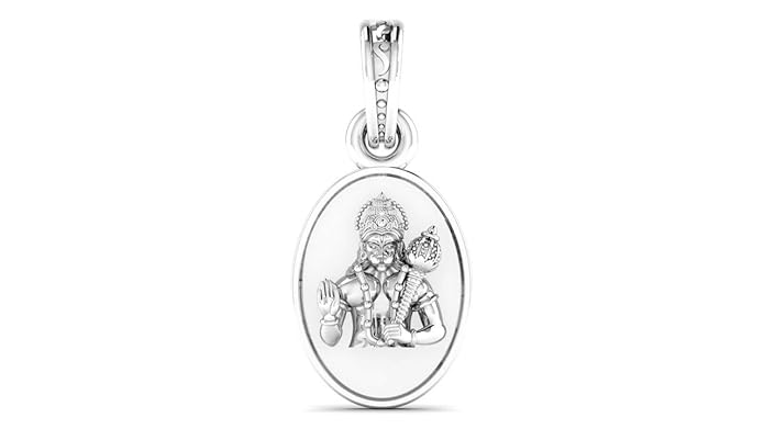 Akshat Sapphire Sterling Silver (92.5% purity) God Hanuman Pendant for Men & Women Pure Silver Lord Bajrang Bali Locket for Good Health & Wealth