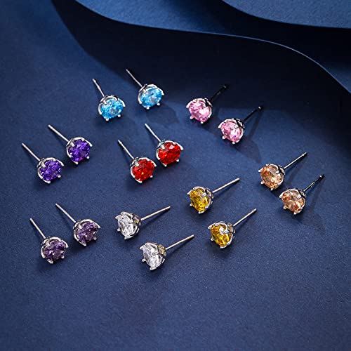 Aimade Cubic Zirconia Stud Earrings For Women Men Girls Hypoallergenic 925 Sterling Silver Aaa+ 1 Carat Zirconia Earrings Fashion Simple Jewelry Women's Gift (White) #TOP5