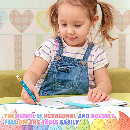 Nezyo 80 Pcs Half Pencils With Eraser Golf Pencils 2 Hb Half Pencils 4 Inch Mini Pencils Hexagon Pre-Sharpened Color Pencils For Bridal Wedding Classroom School Office(Gray Teal Color,Heart Style) #TOP6