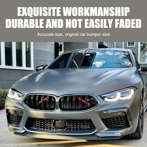 Image of 2PCS Car Grill Inserts Trims, Waterproof & Heat-resistant Vehicle Water Tank Exterior Trim, Personality Hood Grille Strips, Compatible with BMW V Brace Covers 1 2 3 4 5 6 7 Series (Red)