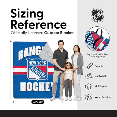 Northwest NHL New York Rangers Iced Out Taffeta Outdoor Blanket, Foldable Camping, Picnic Ground Mat, 60 x 70 Inches