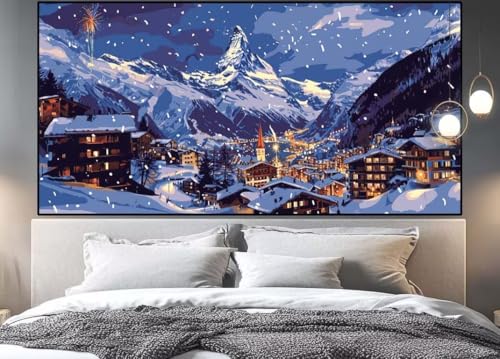 Peinture diamant broderie complet de 120 x 50 cm pour décorer le salon cet hiver avec élégance