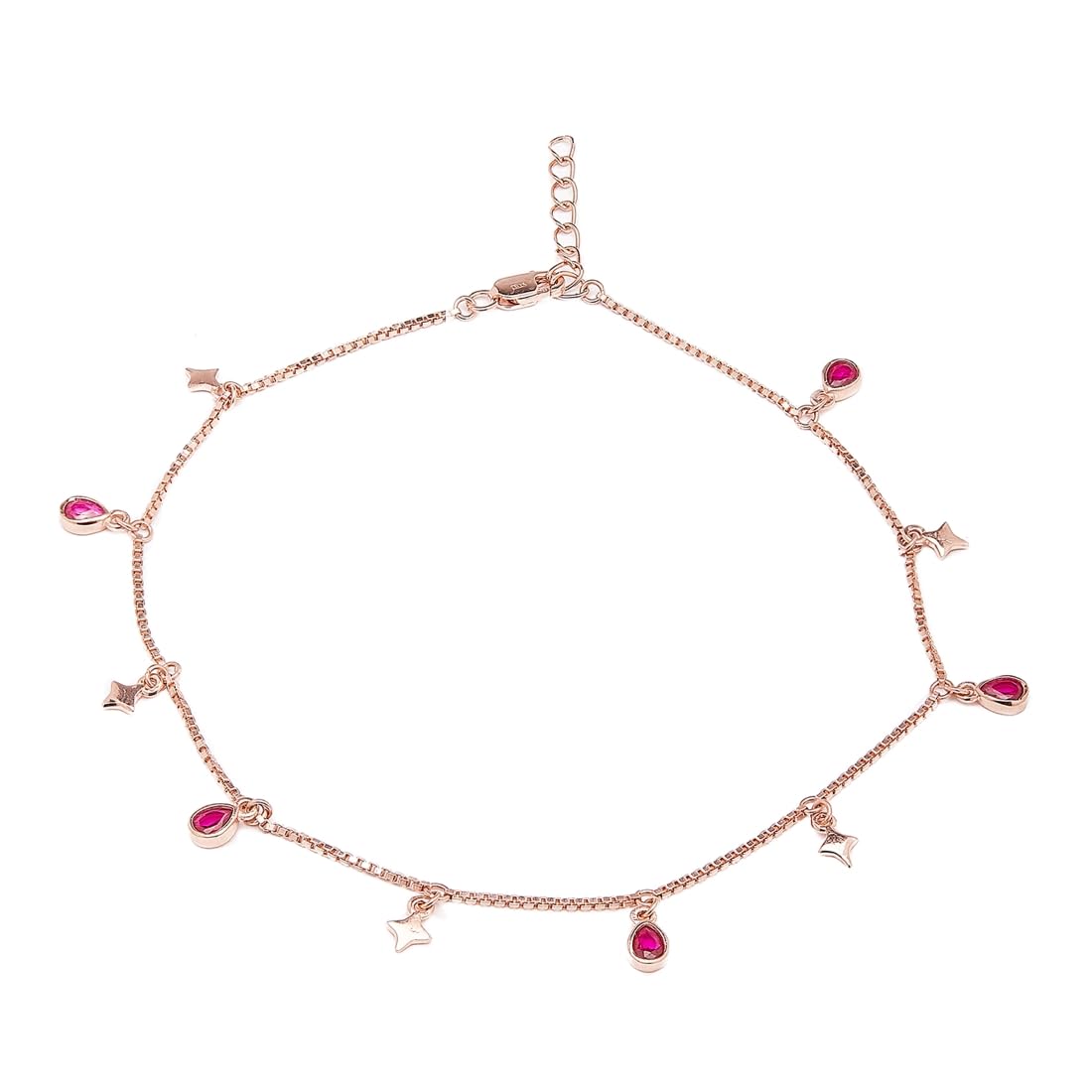 ZAVYA 925 Sterling Silver Cubic Zirconia Star Rose Gold Plating Chain Anklet (Single) | | Gift for Women & Girls | With Certificate of Authenticity & 925 Stamp (B0CWDGMHKT) Amazon Price History, Amazon Price Tracker