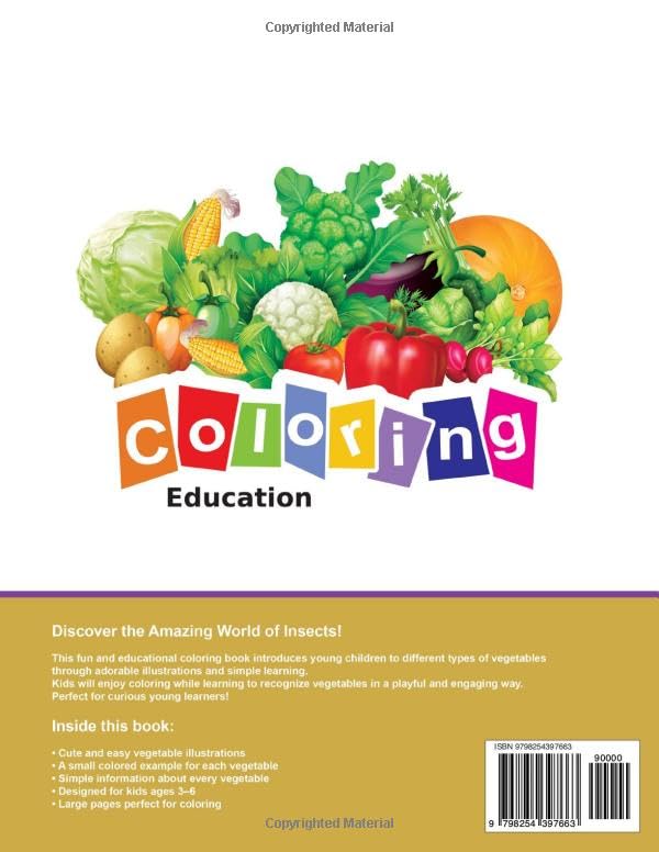 Vegetables Coloring Book for Kids Ages 3-6: Color & Learn: Fun Healthy Food Facts with Grayscale Guides for Toddlers & Preschoolers (Cheeky Frogs Coloring Series) image 3