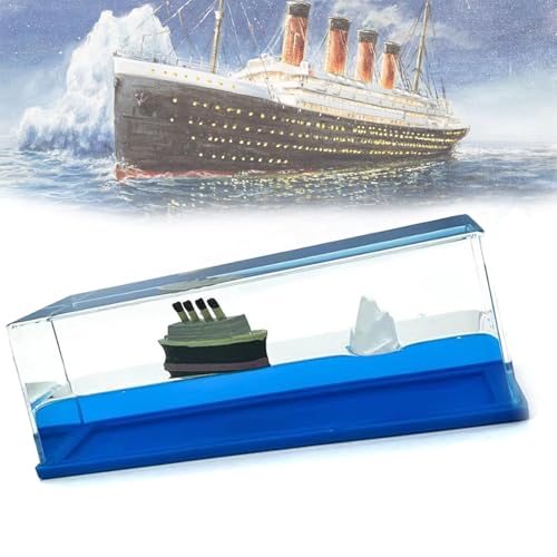 Ksgolif Cruise Ship Fluid Drift Bottle, Unsinkable Boat in a Box, Titanic Cruise Ship Model Liquid Wave Cruise Ship Decoration, Cruise Ship That No Longer Sinks Toy, Unsinkable Boat for Gifts (F)