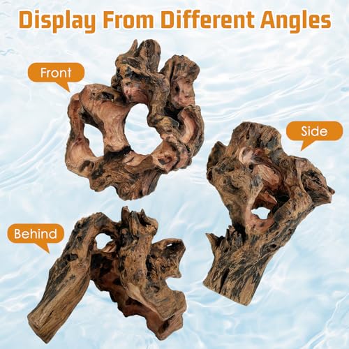 Image of PINVNBY 2 PCS Betta Fish Hideout Natural Wood Aquarium Cave Driftwood Aquascaping Fish Tank Decorations for Shrimp Crayfish and Other Small Aquatic Pets