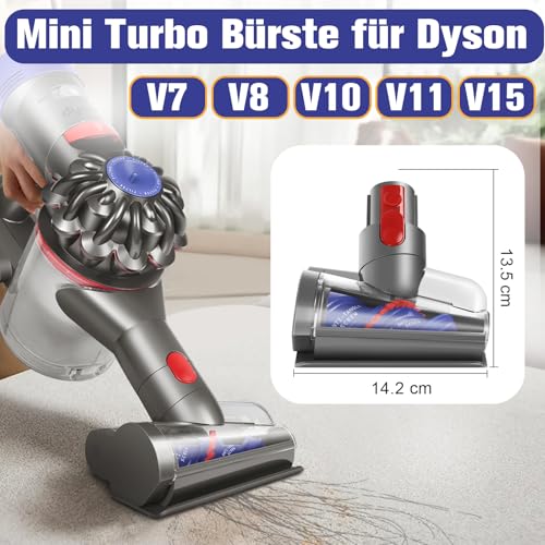 RUKHOOL Mini Elektrobürste Haardüse für Dyson V15 V11 V10 V8 V7 Bürste Zubehör Anti Verwicklungs Aufsatz Staubsauger Ersatzteile Turbinendüse zu Reinigung Haustierbetten Autositze Sofa Teppich