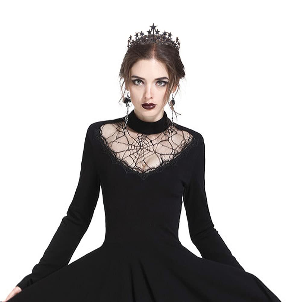 Star Costume Crown, Celestial Moon Goddess Tiara - Vofler Halloween Star Goddess Sun Stellar Planet Black Halo Tiara Headband Headpiece for Women Lady Girl Bride Princess Birthday Pageant Prom Party - Image 3
